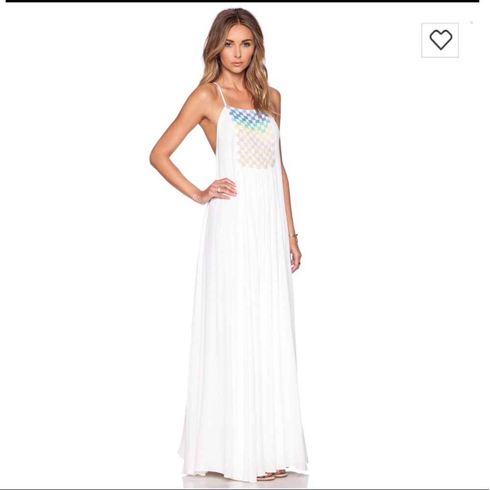 NWOT Mara Hoffman White Beaded Trapeze Dress Small